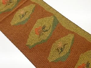 草花に抽象模様織出し名古屋帯